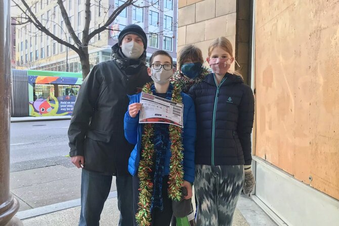 Private Vancouver Sightseeing Adventure: spy game Secret Mission - Granville Street and Cathedral Place keep the route moving