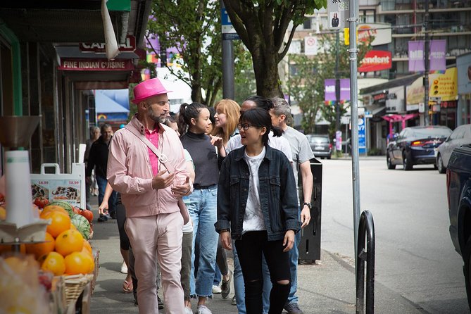 The Really Gay History Tour in Vancouver, Canada - Meeting the man in pink on Burrard Street