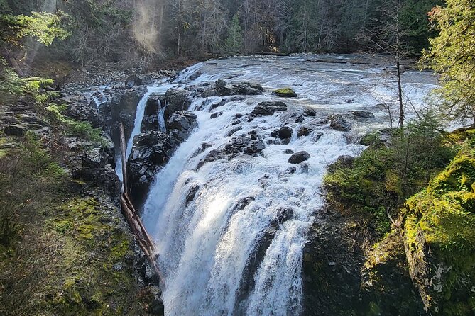 Wildlife, Waterfalls, Caves, Old Growth on Vancouver Island - Little Qualicum Falls, power around a horseshoe bend
